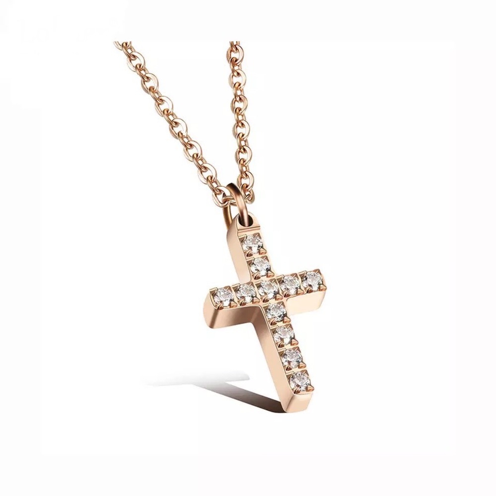 Women Cross Pendant Stainless Steel Necklace - Picture 1 of 3
